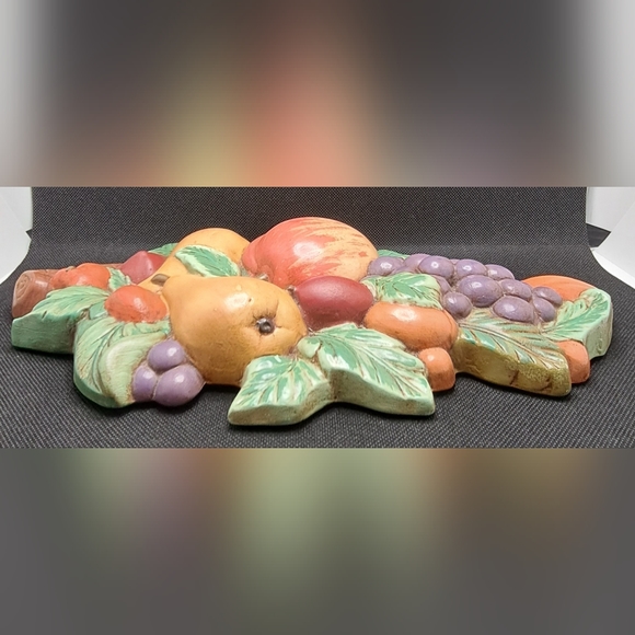 Vtg Vegetable Fruit Ceramic Pottery Wall Hanging Plaque Mid Century Pears 1968 - Picture 11 of 11